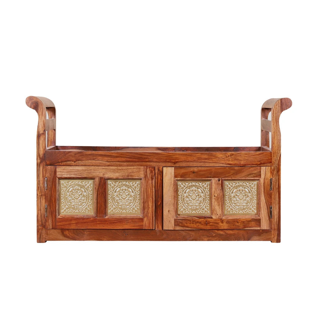 Sheesham Furniture:- Solid Wood Cushion Storage Setti