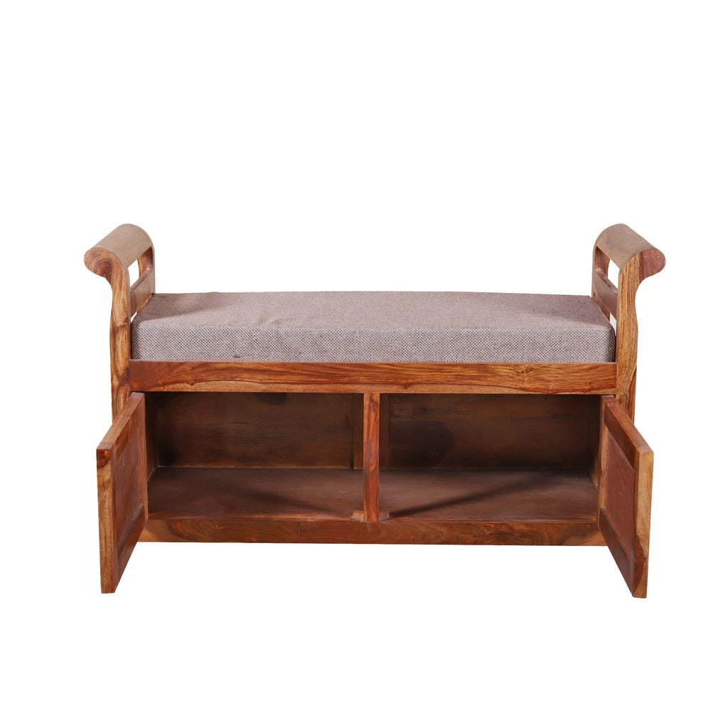 Sheesham Furniture:- Solid Wood Cushion Storage Setti