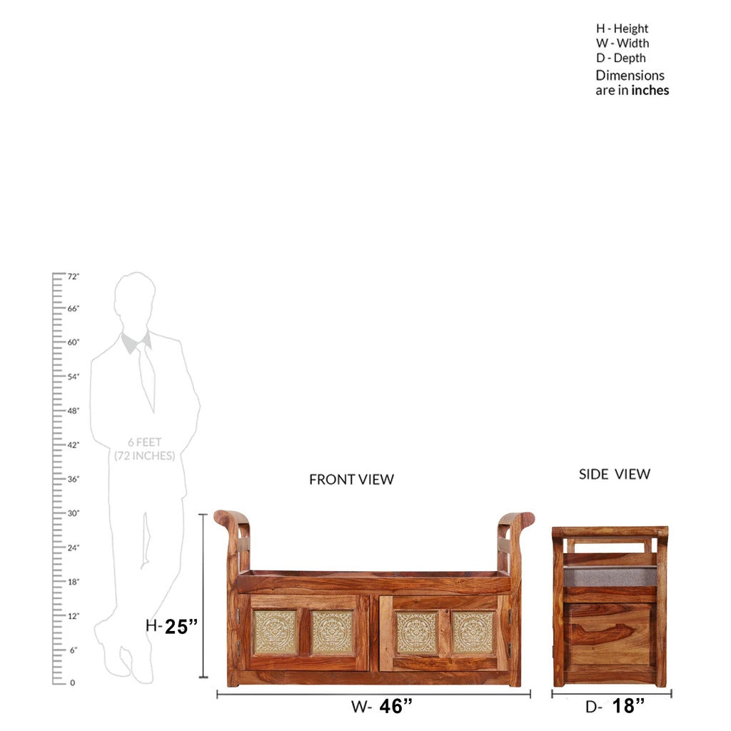 Sheesham Furniture:- Solid Wood Cushion Storage Setti