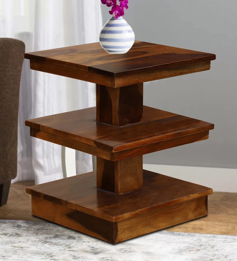 Sheesham Furniture Solid Wood End Table for Decor
