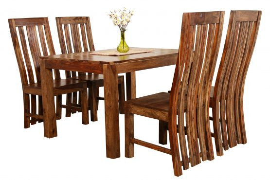 Sheesham Furniture: Solid Wood Four Seat Dining Set in Natural finish