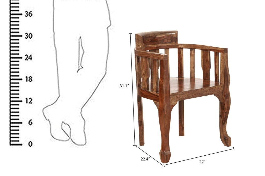 Sheesham Furniture Solid Wood Living Room Chair in Honey Oak Finished