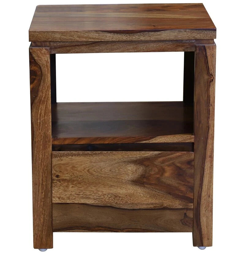 Sheesham Furniture:- Solid Wood Side Table in Honey Oak Finished