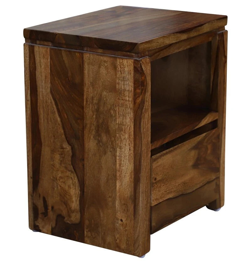 Sheesham Furniture:- Solid Wood Side Table in Honey Oak Finished