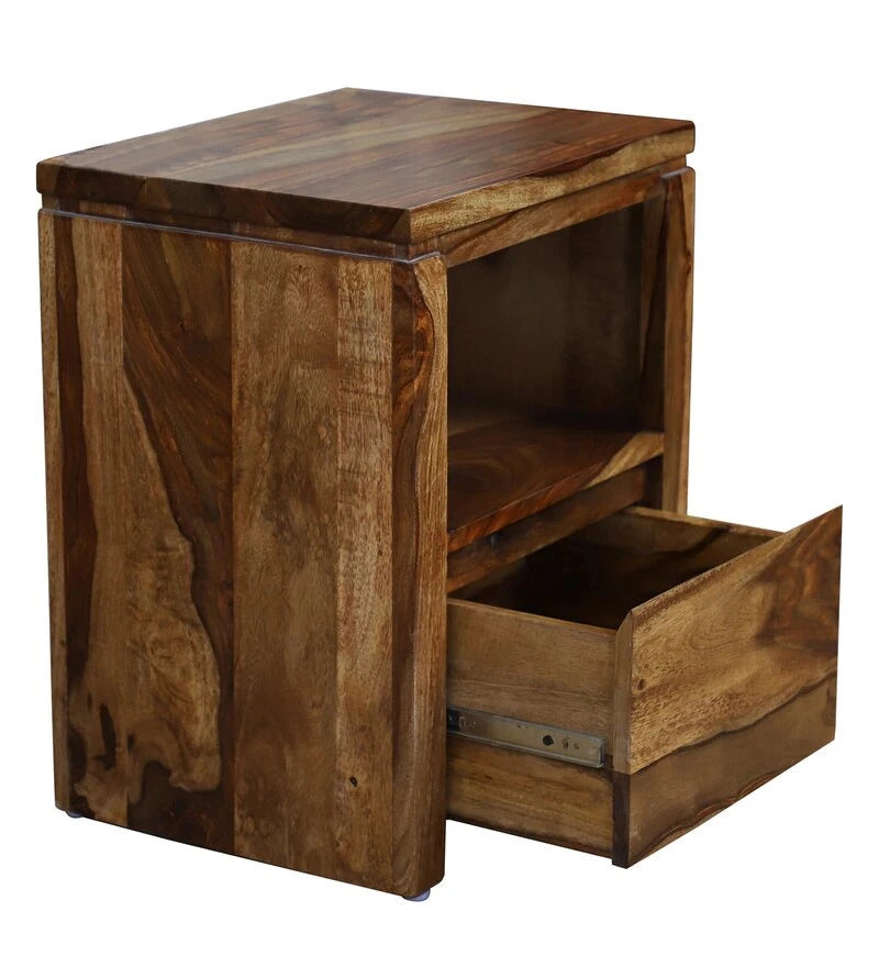 Sheesham Furniture:- Solid Wood Side Table in Honey Oak Finished