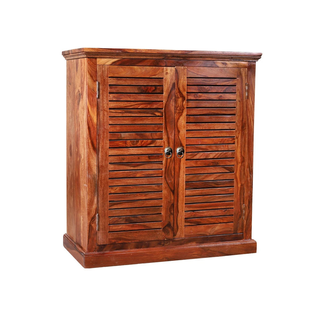 Sheesham Furniture:- Solid Wood Two Door Shoe Rack