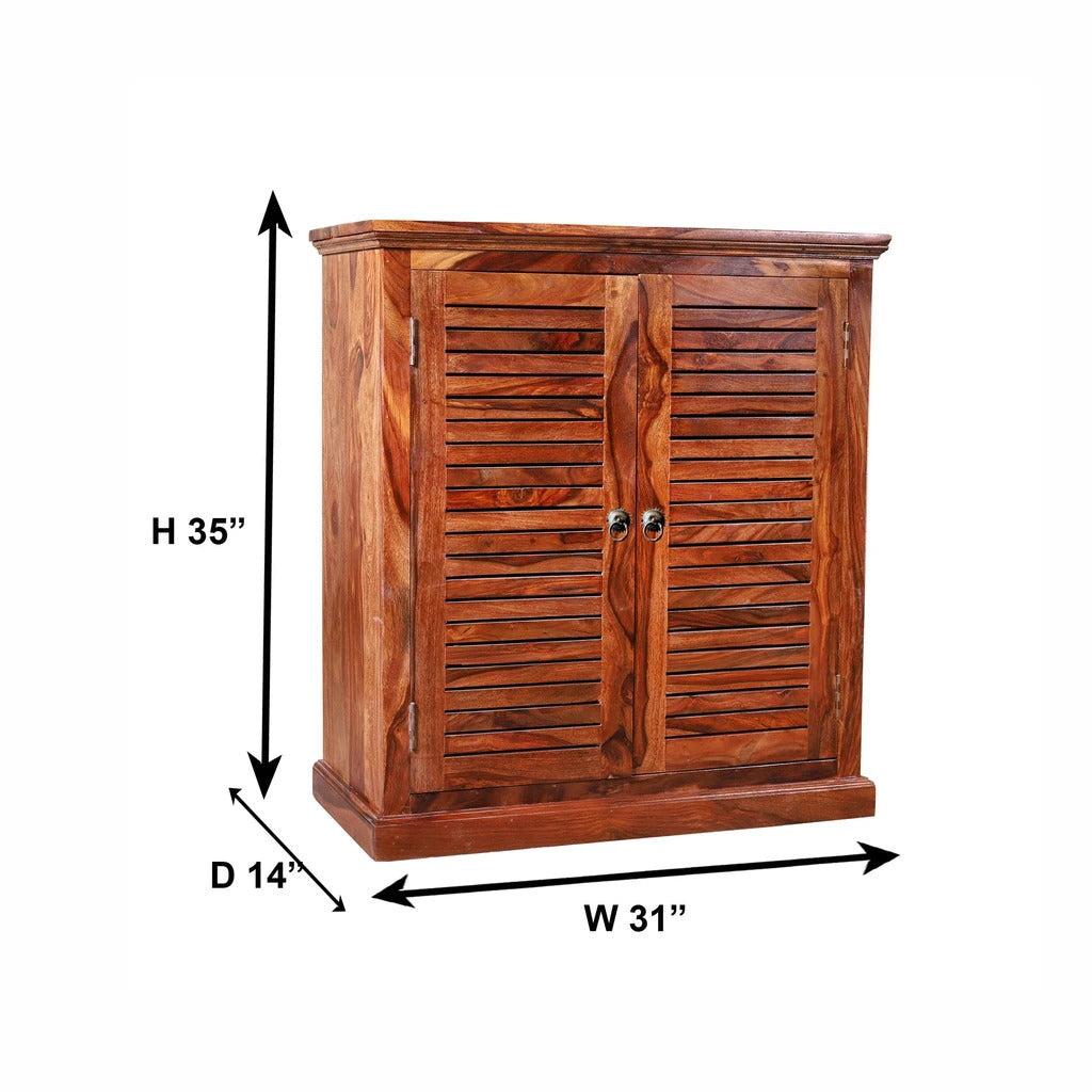 Sheesham Furniture:- Solid Wood Two Door Shoe Rack