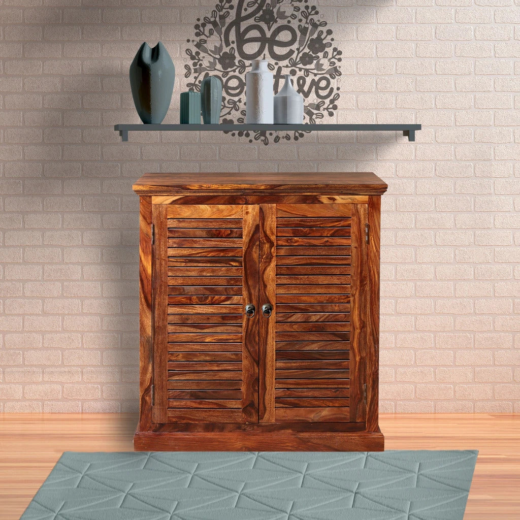 Sheesham Furniture:- Solid Wood Two Door Shoe Rack