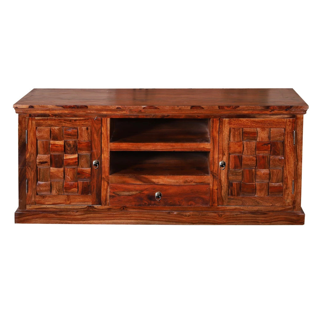 Sheesham Furniture Solid Wood Two Door Two Salf TV Stand