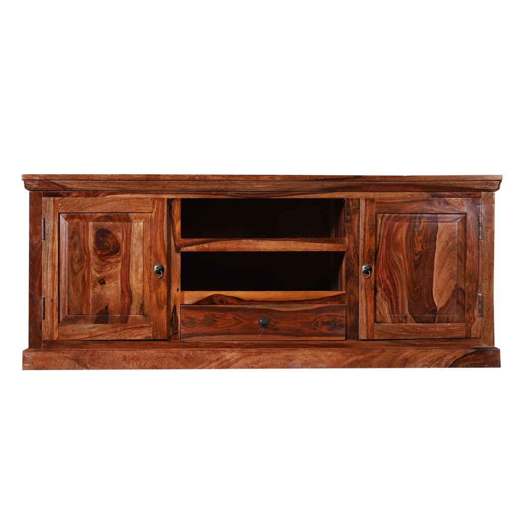 Sheesham Furniture: Solid Wood Two Door Two Shelves TV Unit