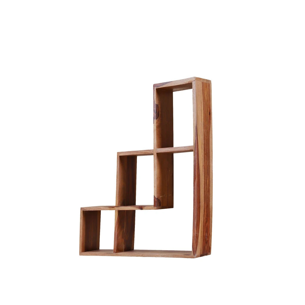 Sheesham Furniture:-Solid Wood Wall Shelves in Natural Finish