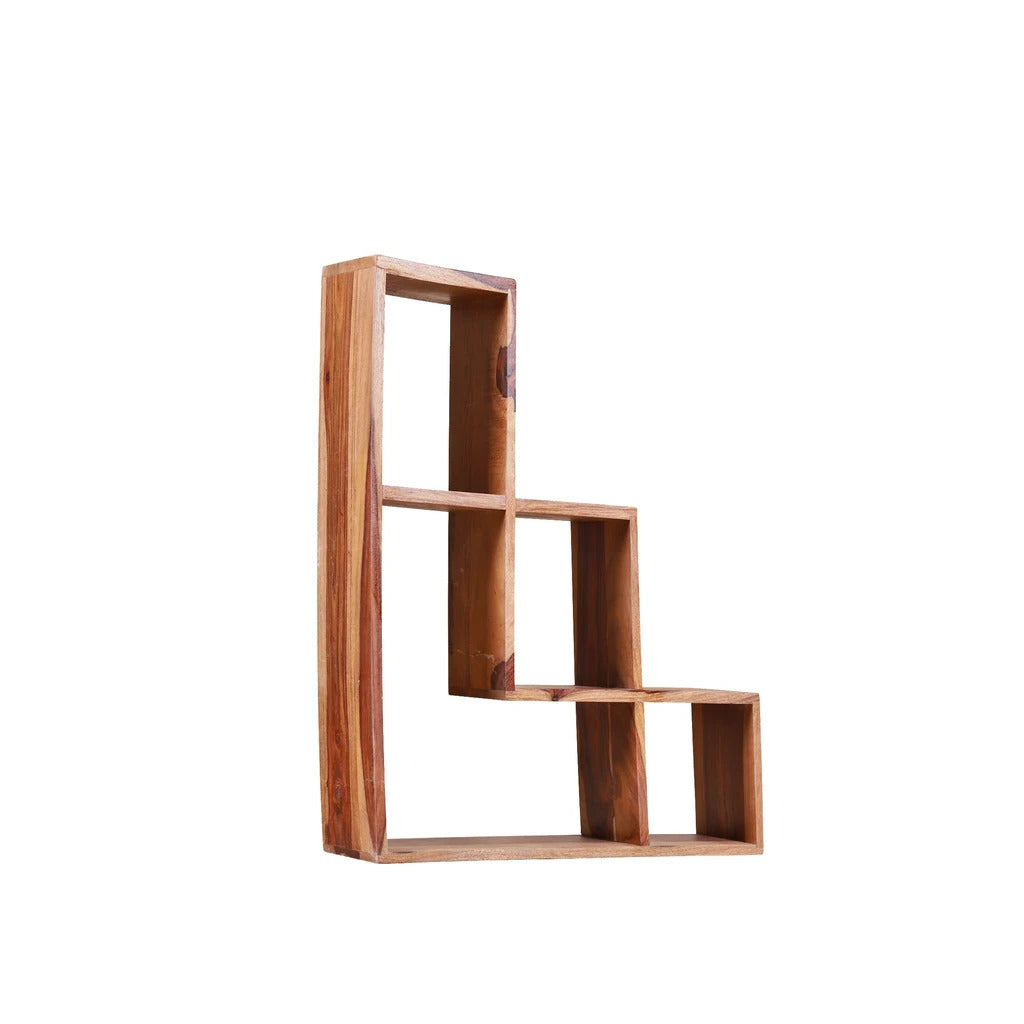 Sheesham Furniture:-Solid Wood Wall Shelves in Natural Finish