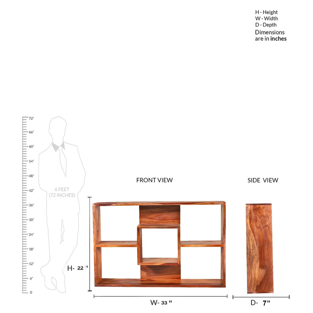Sheesham Furniture :- Solid Wood Wall Shelves in Natural Finish