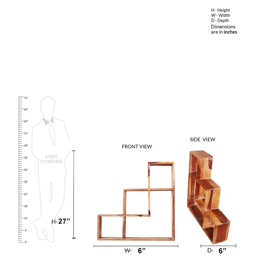Sheesham Furniture:-Solid Wood Wall Shelves in Natural Finish