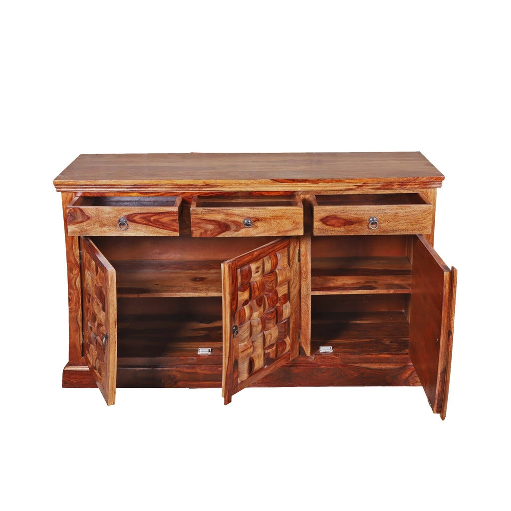 Sheesham Furniture:- Three Door Three Drawer Chest Of Drawers Side Board