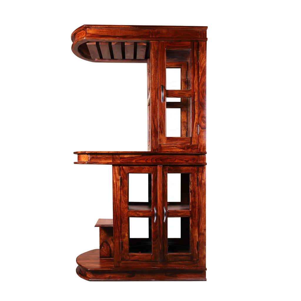 Sheesham Furniture Wood Bar Cabinet in Natural Finish