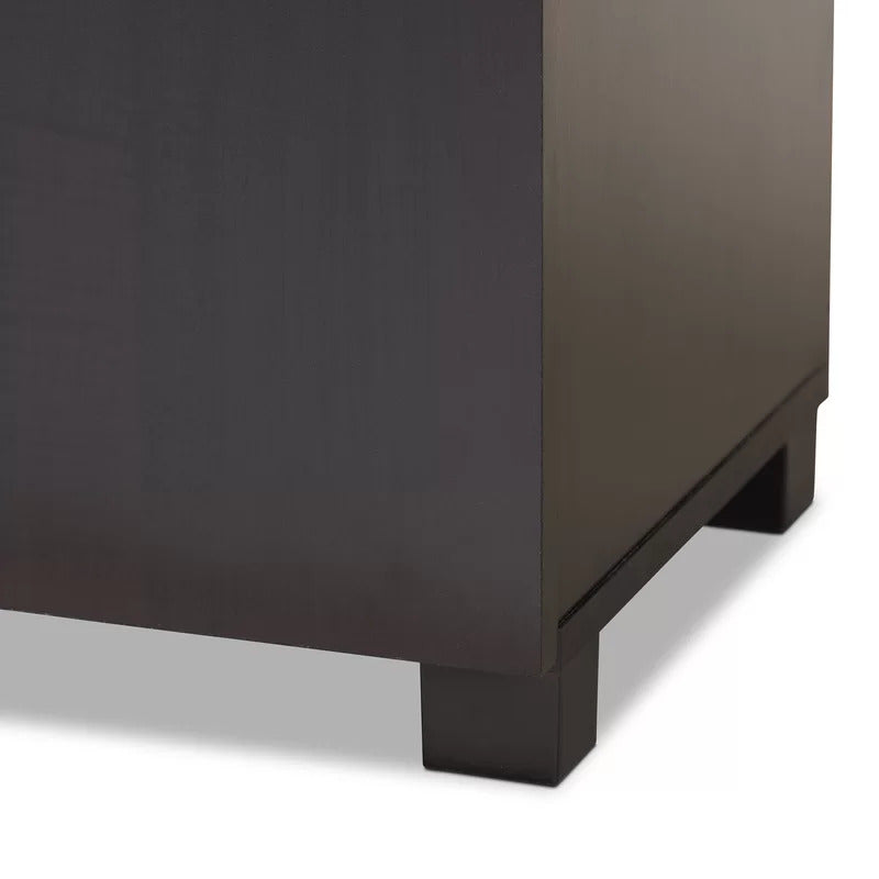 Shoe Rack: 2-Door Wood Entryway 19 Pair Shoe Storage Cabinet