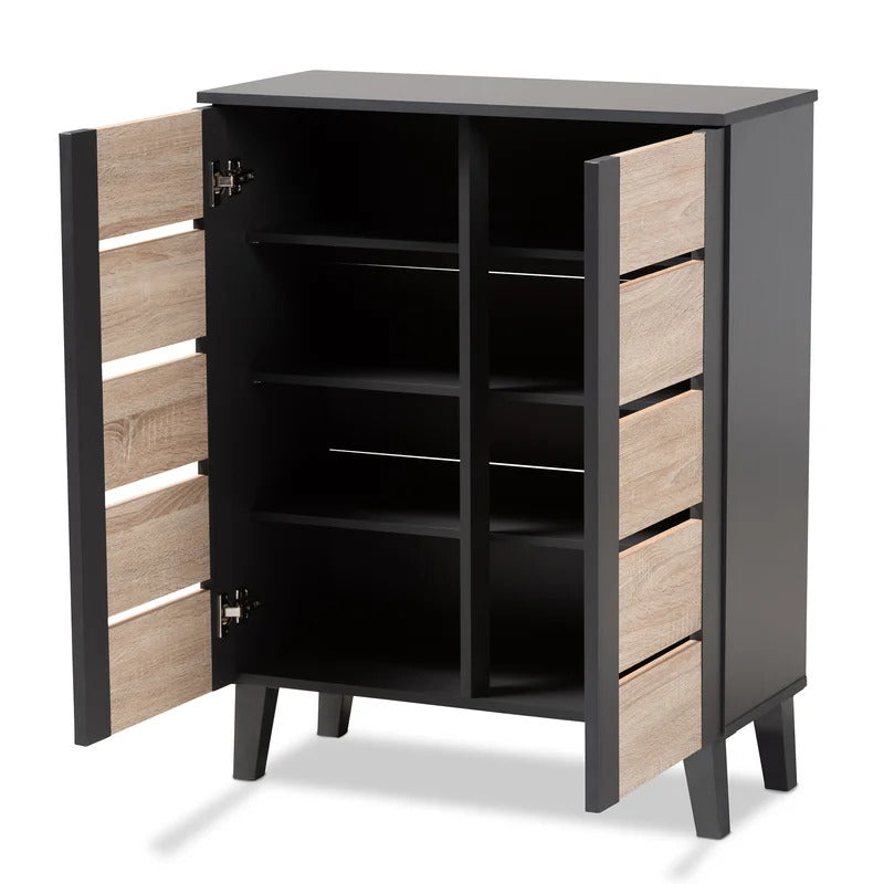 Shoe Rack: 2-Door Wood Shoe Storage Cabinet