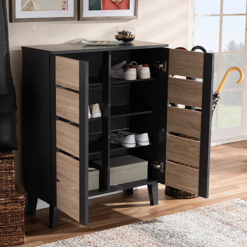 Shoe Rack: 2-Door Wood Shoe Storage Cabinet