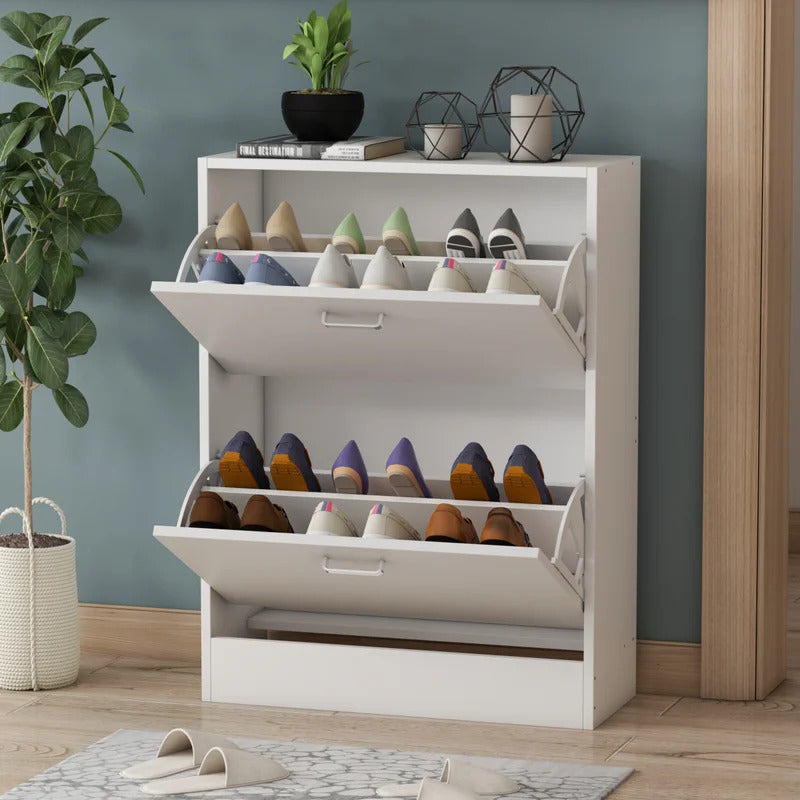 Shoe Rack: 2 Tier 12 Pair Shoe Storage Cabinet