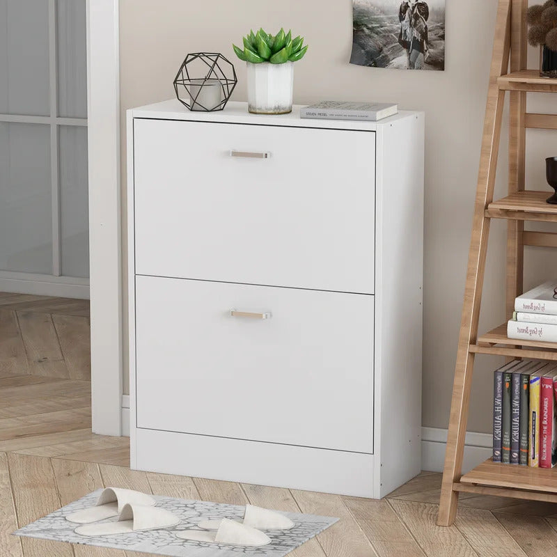 Shoe Rack: 2 Tier 12 Pair Shoe Storage Cabinet