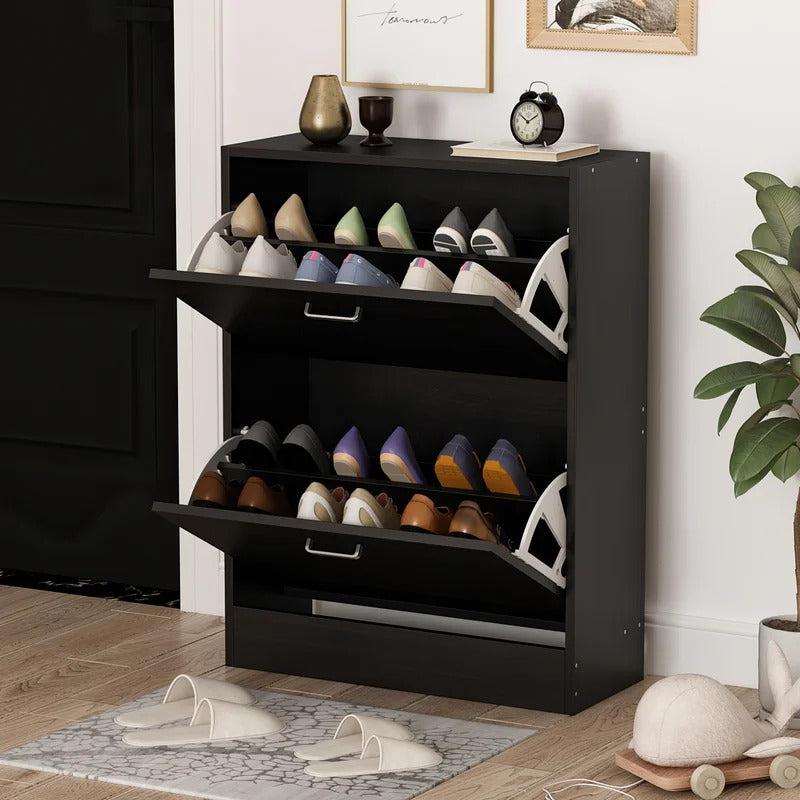 Shoe Rack: 2 Tier 12 Pair Shoe Storage Cabinet
