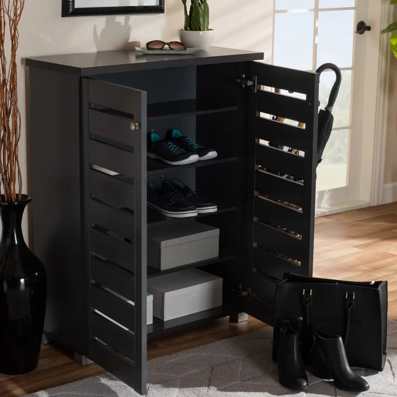 Shoe Rack: Entryway 15 Pair Shoe Storage Cabinet