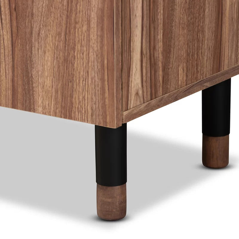 Shoe Rack Modern and Contemporary 2 Door Wood Entryway 15 Pair Shoe Storage Cabinet