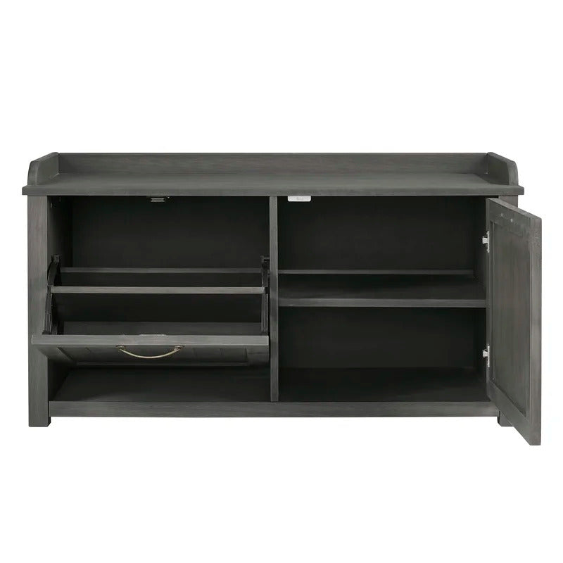 Shoe Rack: Tray Top Grooved Drop Down 10 Pair Shoe Storage Cabinet