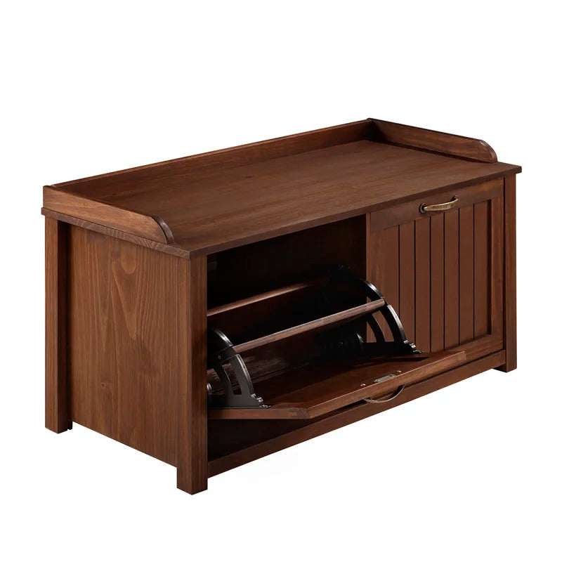 Shoe Rack: Tray Top Grooved Drop Down 10 Pair Shoe Storage Cabinet
