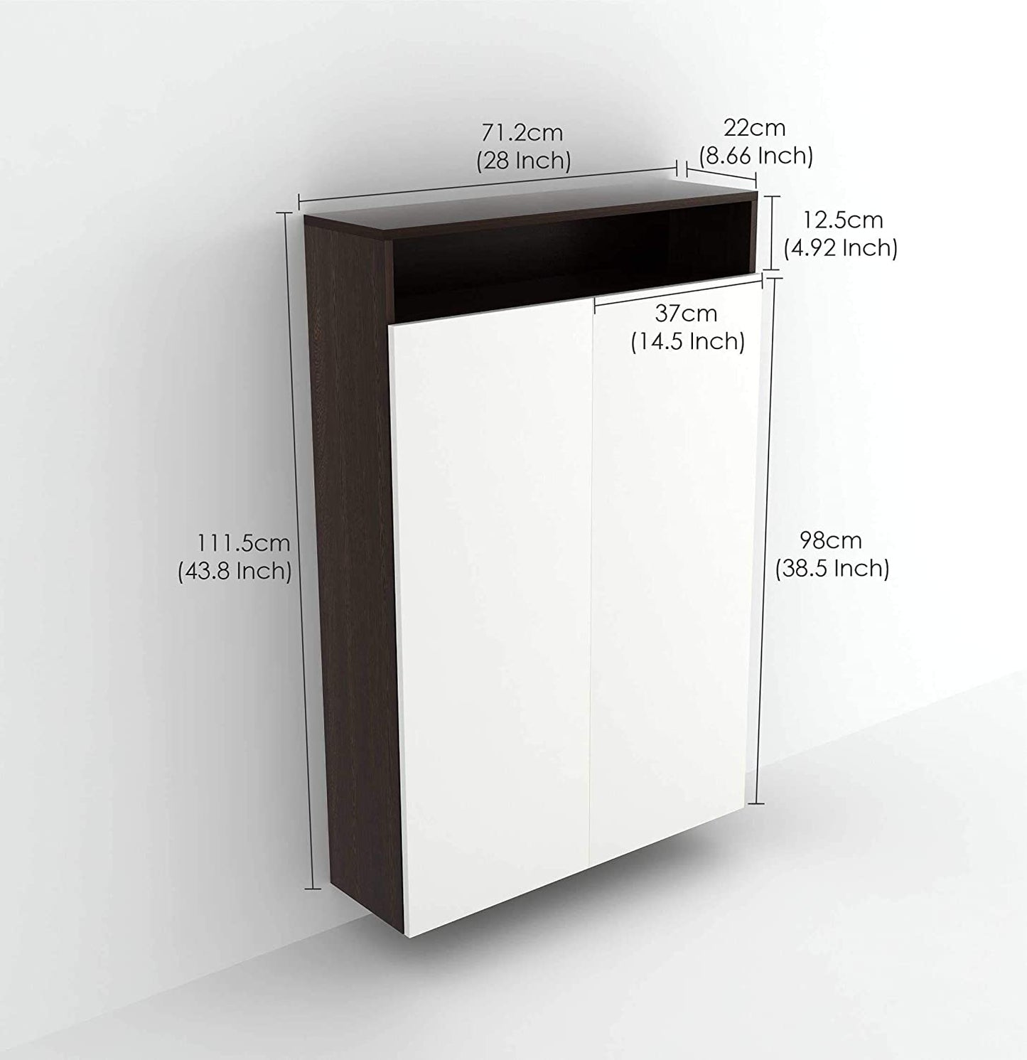 Shoe Rack: White Wood Wall Mount Shoe Rack with Doors (Wenge & White)