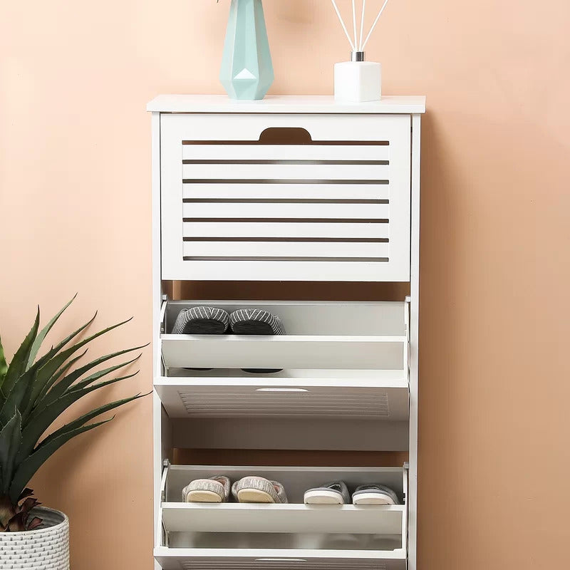 Shoe Rack: Wood 12 Pair Shoe Storage Cabinet