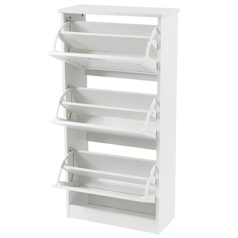 Shoe Rack: Wood 12 Pair Shoe Storage Cabinet