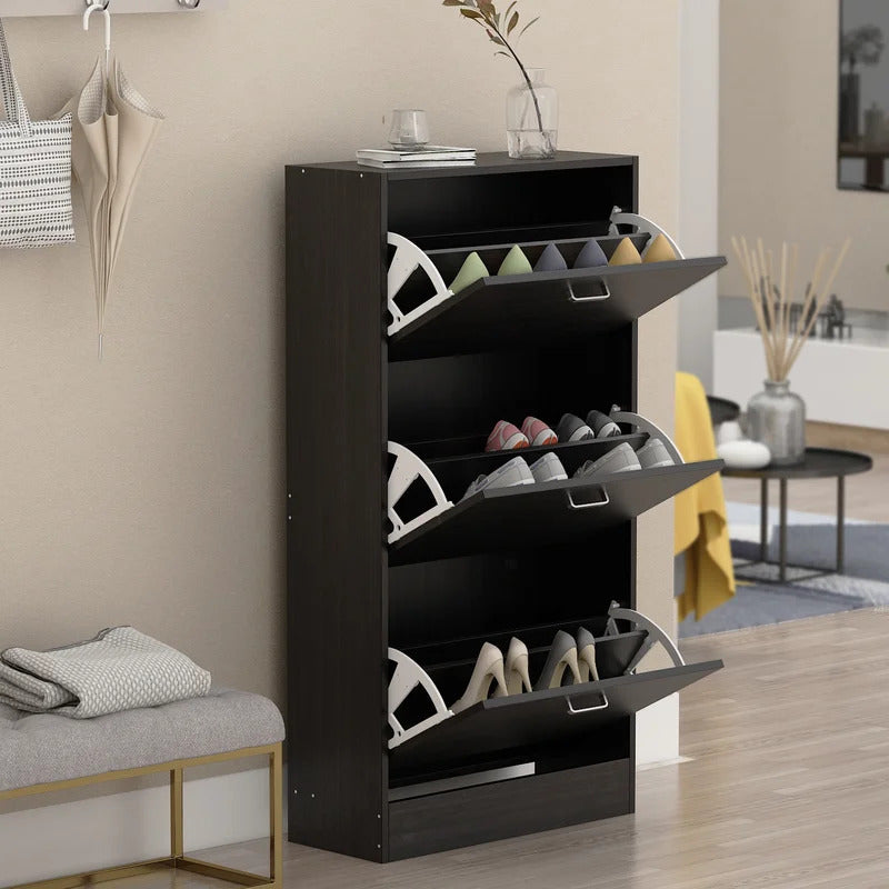 Shoe Rack: Wooden 3-Layer Shoe Storage Cabinet