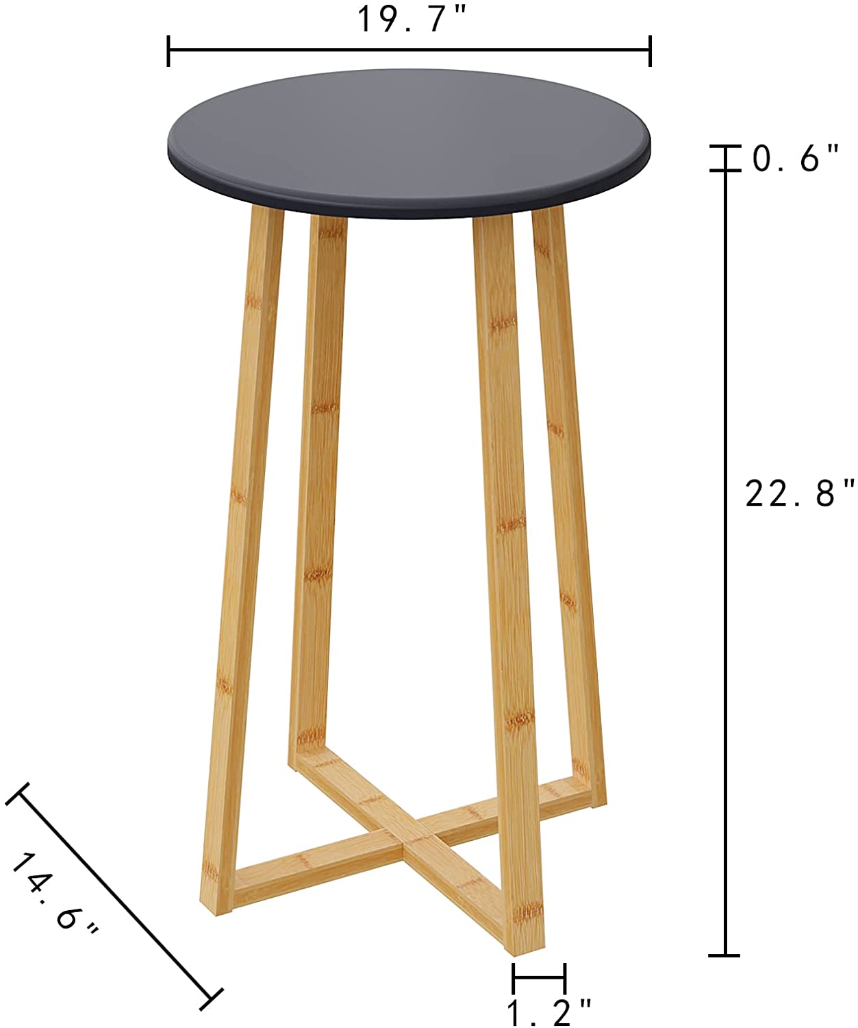 Side Table Modern Nightstand Round Side End Accent Coffee Table Bedside Table for Living Room Bedroom Balcony Family and Office in Grey