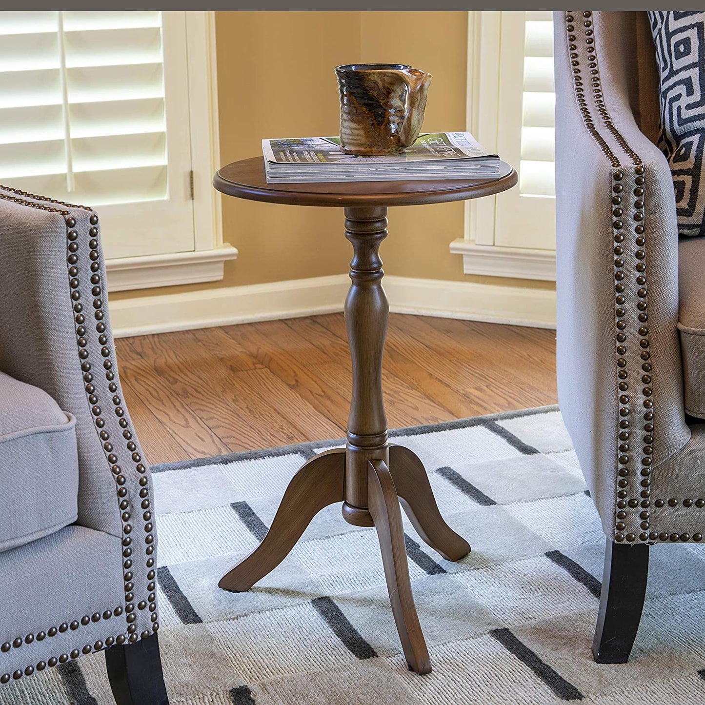 Side Tables: Antique Pedestal Accent Table