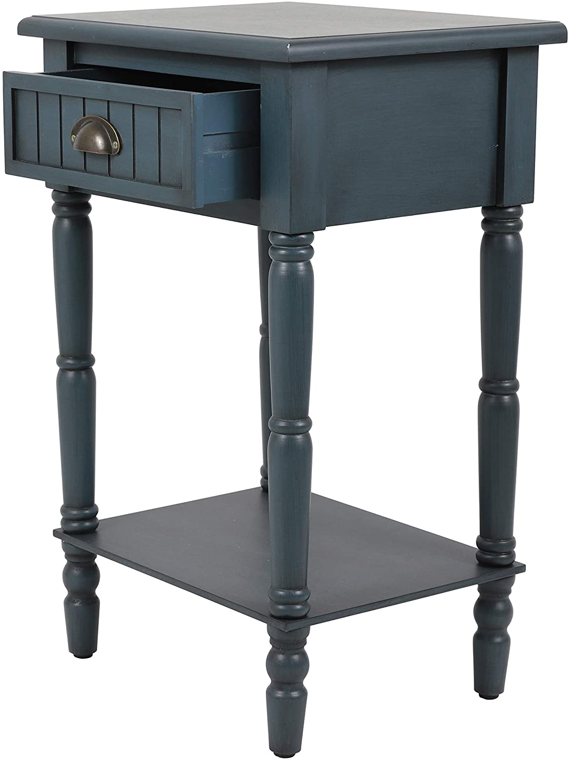 Side Tables Bailey Bead board 1-Drawer Accent Table, Antique Navy
