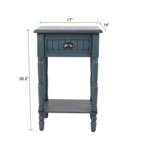 Side Tables Bailey Bead board 1-Drawer Accent Table, Antique Navy