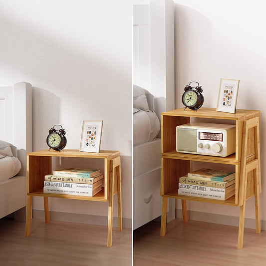Side Tables: Bamboo End Tables, Living Room Nightstand,Set of 2