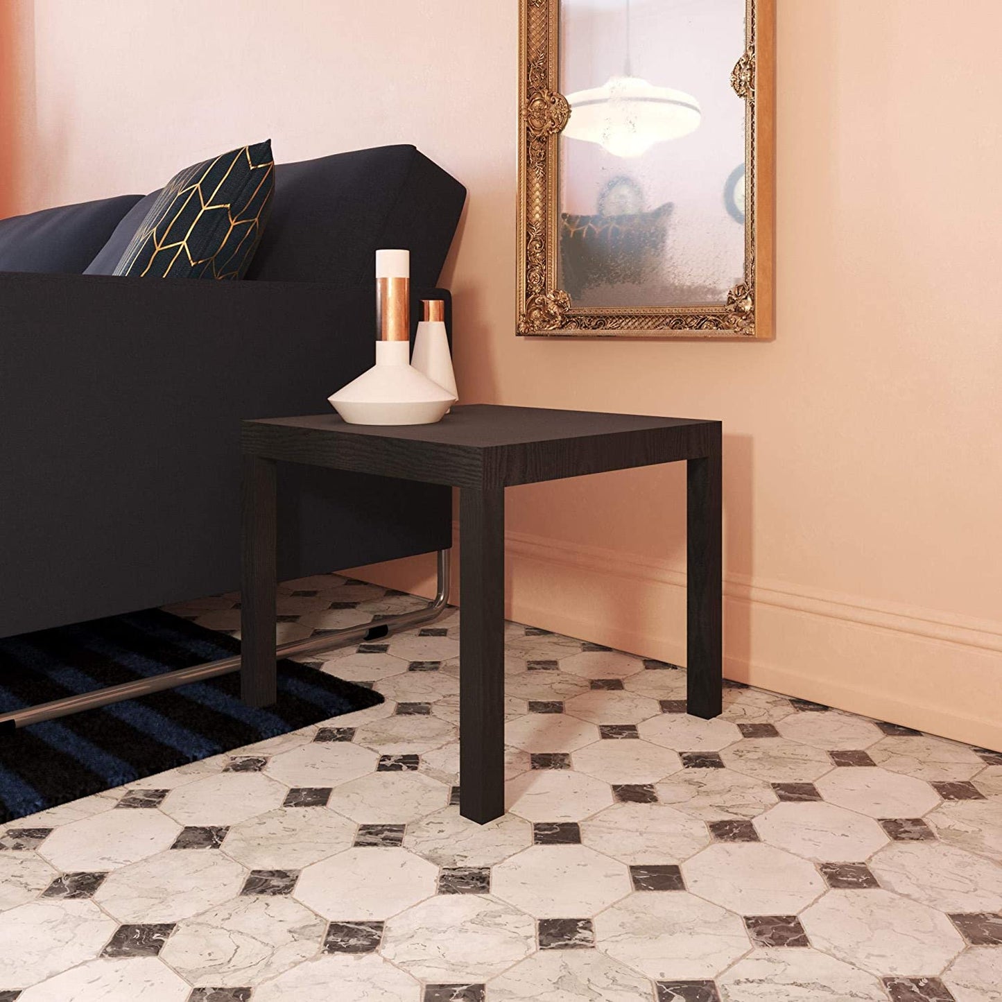 Side Tables: Black Wood Modern End Table