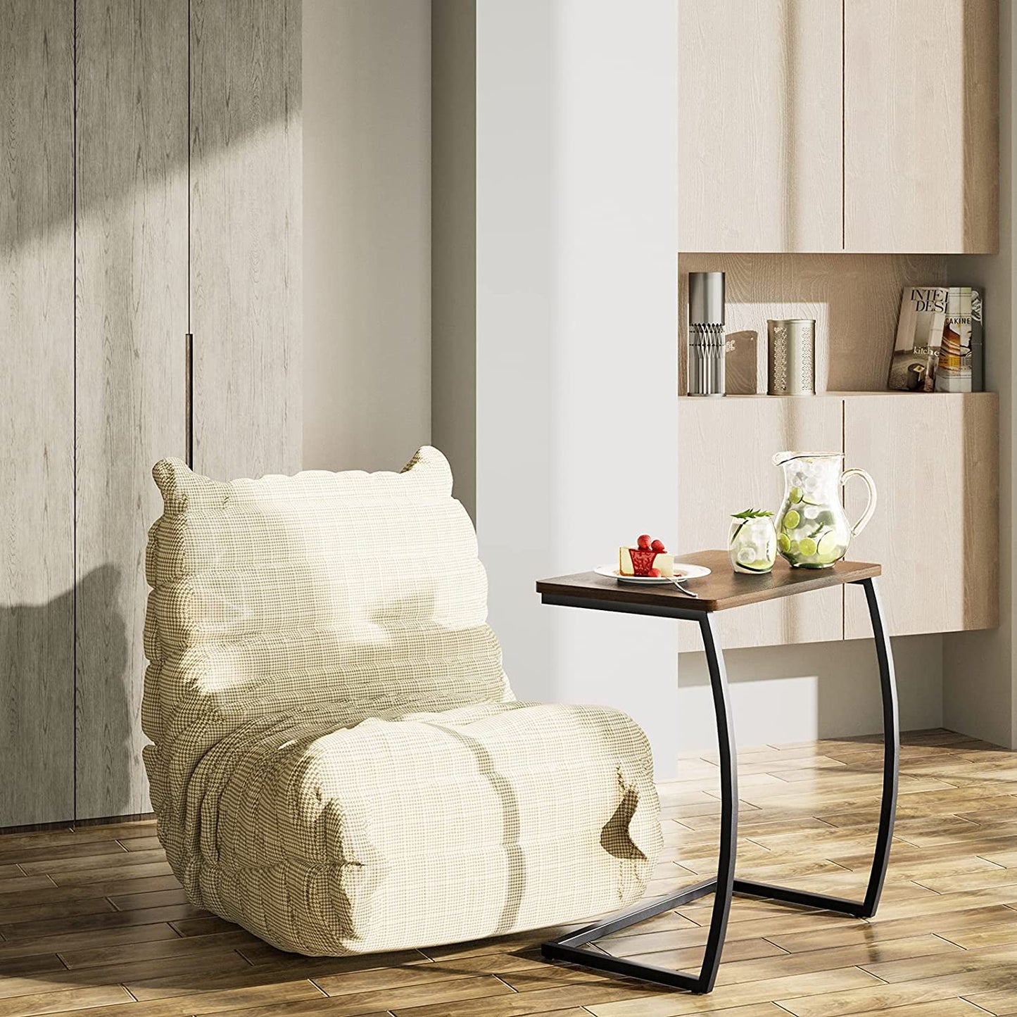 Side Tables Couch Table for Sofa Laptop Coffee Snack, Dark Walnut