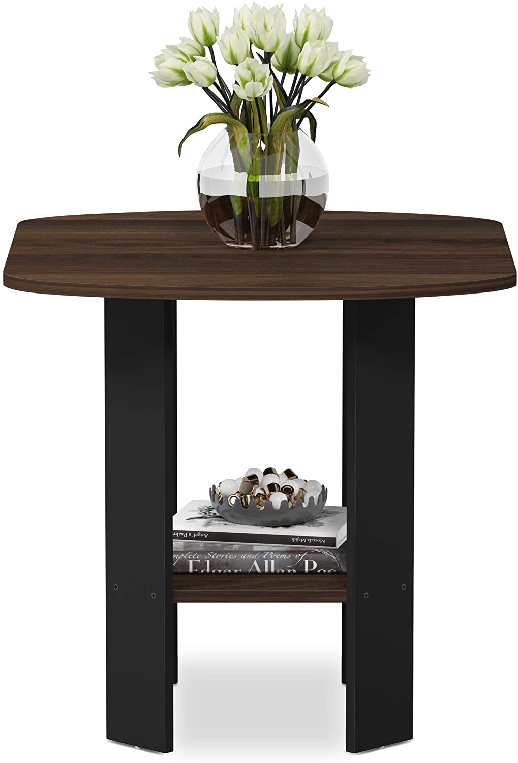 Side Tables Design End SideTable, 1 Pack, Columbia Walnut Black