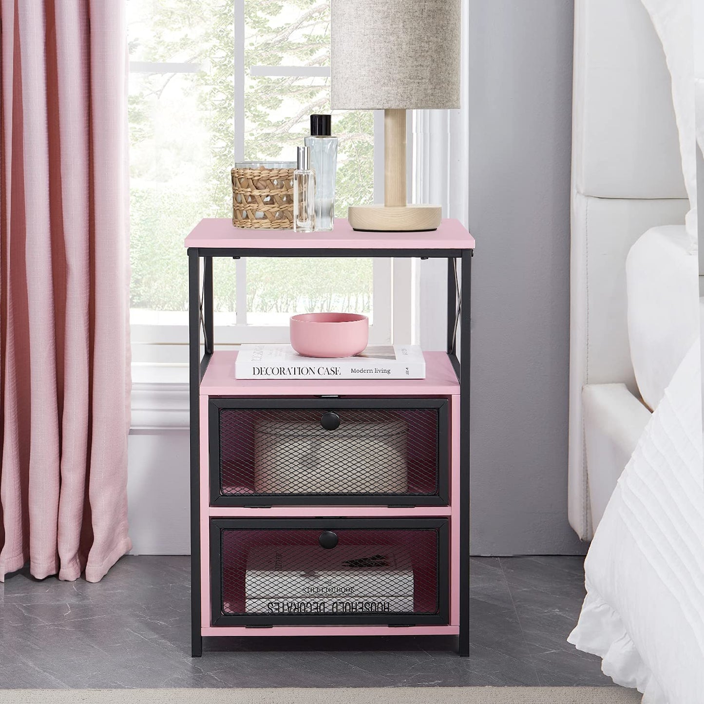 Side Tables: End Side Table with Storage Space and Flip Drawers