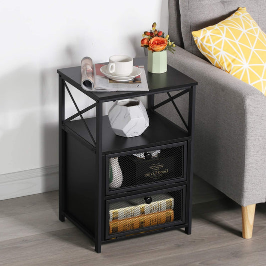 Side Tables: End Side Table with Storage Space and Flip Drawers