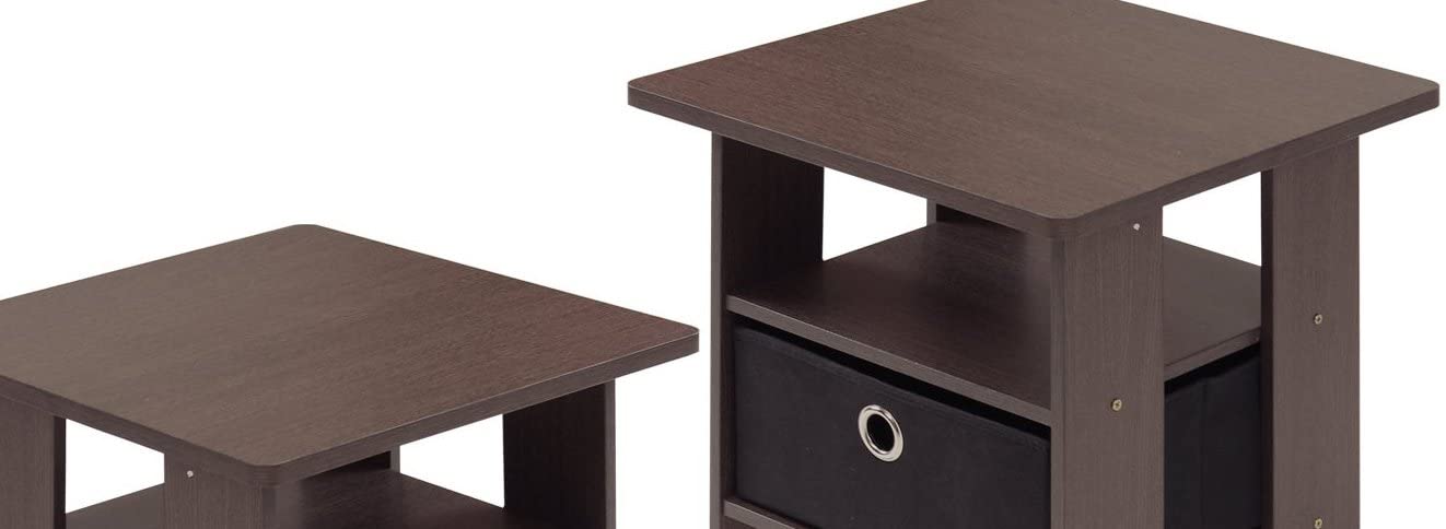 Side Tables : End Table Bedroom Night Stand, Petite, Dark Brown, Set of 2