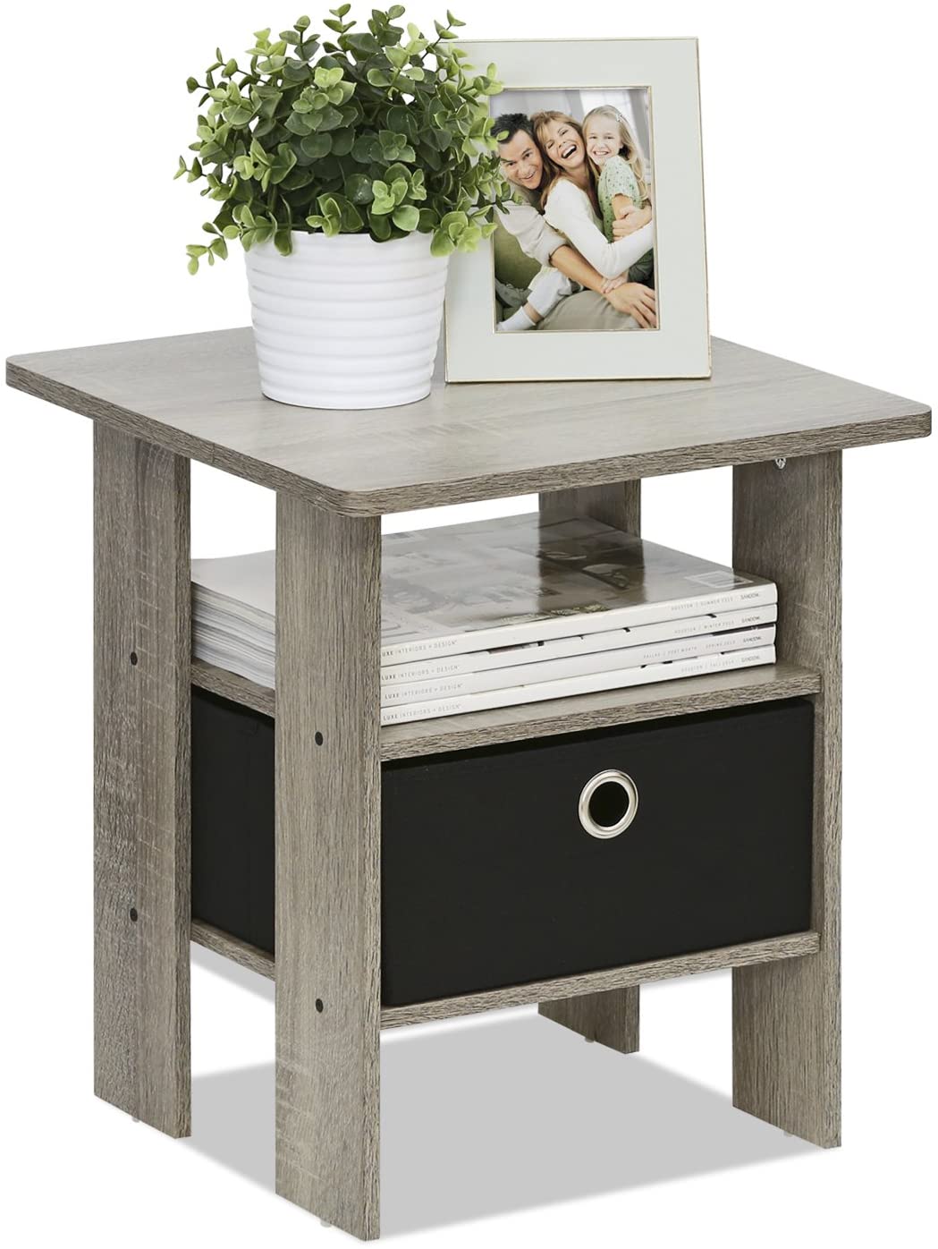 Side Tables : End Table Nightstand with Bin Drawer