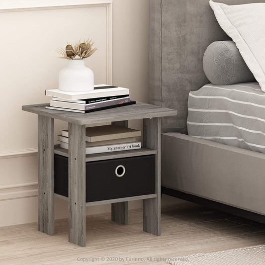 Side Tables : End Table Nightstand with Bin Drawer