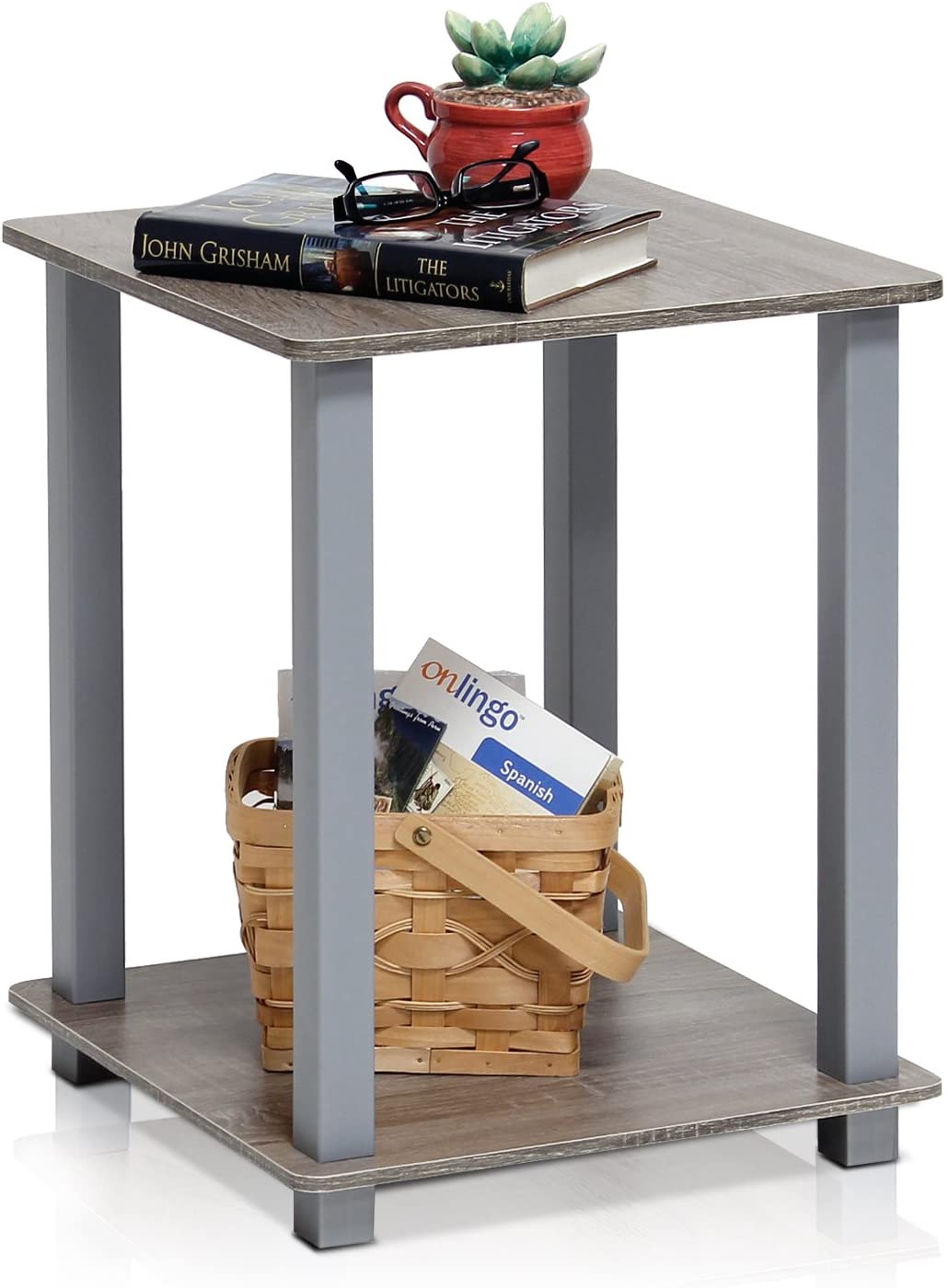 Side Tables: End Table, French Oak Grey/Grey