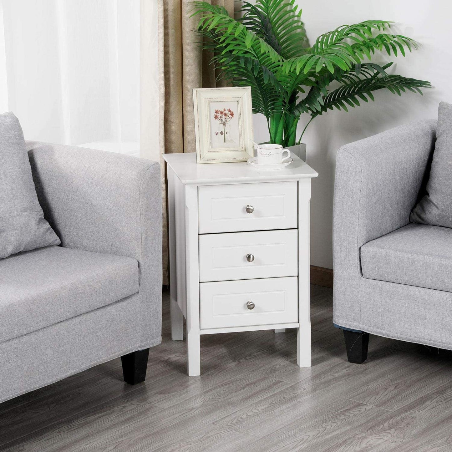 Side Tables: End Table with 3 Drawers