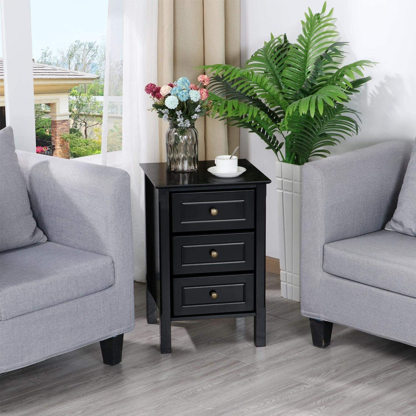 Side Tables: End Table with 3 Drawers